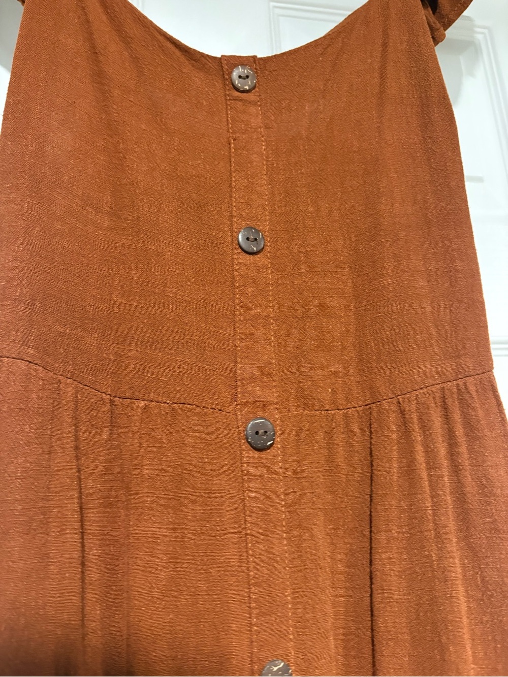 Monteau Rust Button-Front Ruffle Strap Midi Dress - Picture 2 of 4